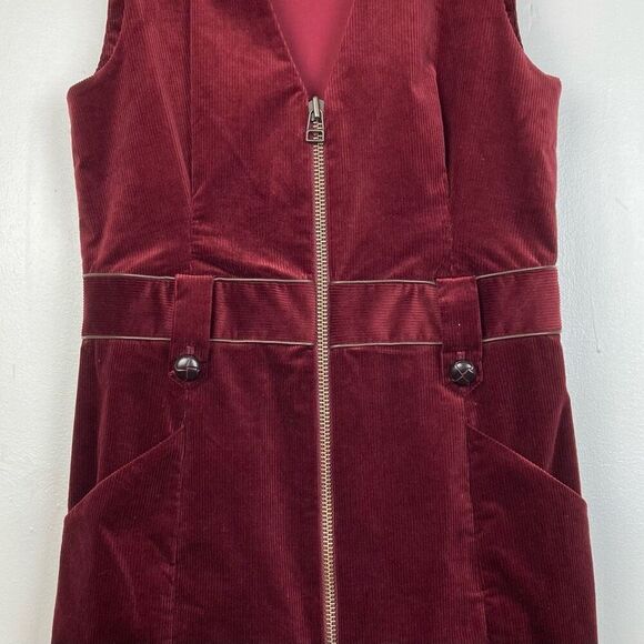 Veronica Beard Orial Corduroy Sleeveless Mini Dress Bordeaux Burgundy Red sz 4 - Picture 4 of 9